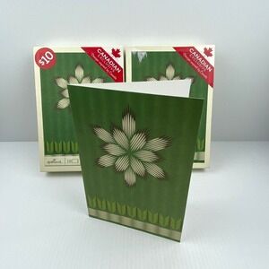 Hallmark Canadian Exclusive Green Snowflake Holiday Cards 2 Boxes of 18